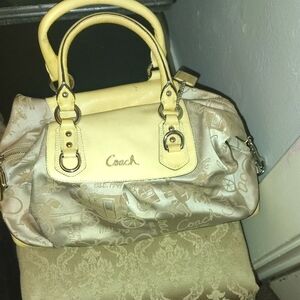 Coach Tan and Cream Satchel